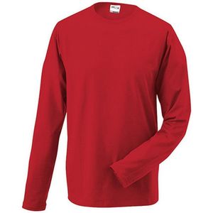 James and Nicholson - Unisex Lange Mouwen Elastisch T-Shirt (Rood)