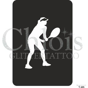 Chloïs Glittertattoo Sjabloon 5 Stuks - Tennis Tess - CH6553 - 5 stuks gelijke zelfklevende sjablonen in verpakking - Geschikt voor 5 Tattoos - Nep Tattoo - Geschikt voor Glitter Tattoo, Inkt Tattoo of Airbrush