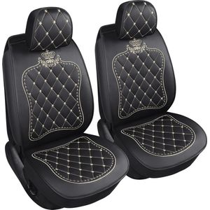 Autostoelhoezen voor dames en meisjes, universele pasvorm, waterdicht en krasbestendig, airbag-compatibel, eenvoudige installatie en stijlvol ontwerp, bescherming voor je stoelen (zwart en