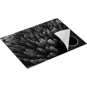 Chefcare Inductie Beschermer Bos met Bomen vanaf Boven - Zwart Wit - 71x52 cm - Afdekplaat Inductie - Kookplaat Beschermer - Inductie Mat