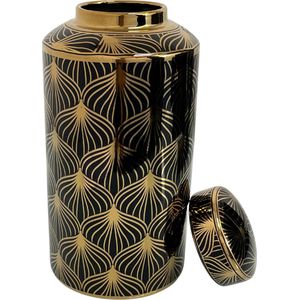 MONOO Luxe Decoratie Pot - Zwart & Goud - 34cm - Deco Vaas