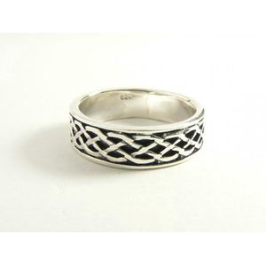 Zilveren ring met kruiskabelgravering - maat 22