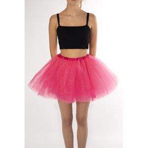 KIMU® Tutu Neon Roze Tule Rokje - Maat M L - 164 170 176 - Fluoriserend Petticoat Rok Dames - Onderrok Tulerok Volwassenen Flamingo Festival