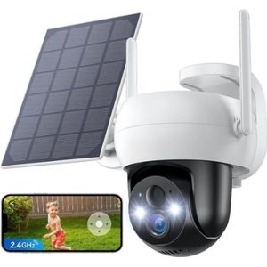StayPowered Bewakingscamera - Draadloze Zonne-Energie voor 24/7 Veiligheid - 2K Kleuren-Nachtzicht - 360° Dekking - Bewegingsdetectie met Alarm - 2-Weg Audio - IP65 Waterdicht - Wit - Levering Sneller dan Aangegeven!