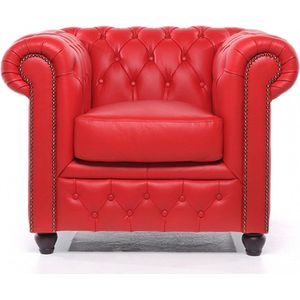 Chesterfield Fauteuil Original Leer | Rood | 12 jaar garantie