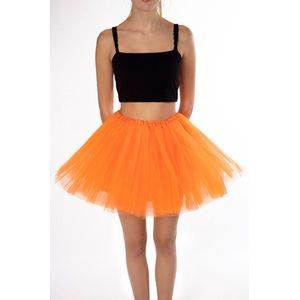 KIMU® Tutu Oranje Tule Rokje - Maat L XL XXL - Fluoriserend Petticoat Rok Dames - Onderrok Tulerok Volwassenen Holland Cheerleader Fee Festival
