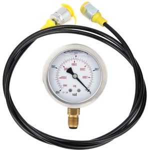 Hydraulische drukmeter Kit M16*2-BSP1/4 + 0~400BAR/6000PSI - Hydraulische slang - 15 m slang - druktest Guage
