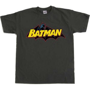 DC Comics Batman Heren Tshirt -S- Retro Logo Grijs