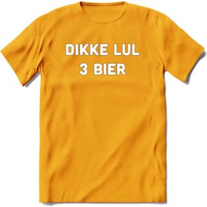 Dikke lul 3 Bier T-Shirt | Unisex Kleding | Dames - Heren Feest shirt | Drank | Grappig Verjaardag Cadeau tekst | - Geel - XXL