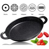 CUILINA Paella pan 40 cm– Duitse GREBLON antiaanbaklaag Marmer coating - voor Inductie en alle warmtebronnen - Met afneembare siliconen handvatten.
