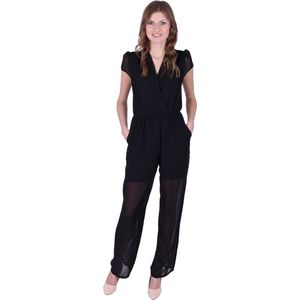 John Zack Zwarte, elegante jumpsuit - korte mouw