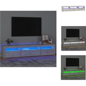 vidaXL TV-meubel - Betongrijs - 195 x 35 x 40 cm - RGB LED-verlichting - Kast