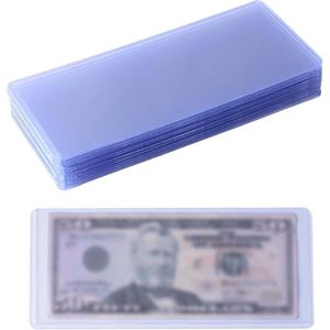 BOXOB 15st Transparante Dollarbiljethoezen, 17,5 x 7,5 cm Harde Plastic Geldhouder Displaycase voor Dollarbiljetten Beschermhoezen voor Verzamelaars