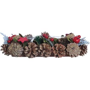 Kerst theelichthouder van Naturn Christmas | 13 x 9 x 30 cm | Waxinelichthouders kerststuk | Kerstversiering kaarsenhouder | Rood