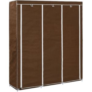 vidaXL Kledingkast stof bruin 150x45x175 cm Kledingkast - Opvouwbare Kast - Kledingopslag - Stofkast - Bruine Kast - Garderobe - Kamer Opslag