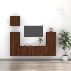 The Living Store TV-meubel set - Klassiek - Tv-meubels - 57x34.5x40cm - 40x34.5x100cm - 40x34.5x40cm - Bruineiken hout