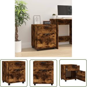 The Living Store Dossierkast verrijdbaar 45x38x54 cm bewerkt hout gerookt eiken - Dossierkast - Houten Kasten - Bureau Accessoires - Opbergkasten - Robuuste Meubels