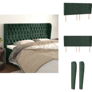 vidaXL Hoofdbord - Hoofdborden - Hoofdeinde - Houten Hoofdbord - Hoofdbord met randen 183x23x118/128 cm fluweel donkergroen