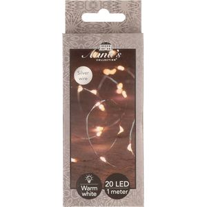 Anna Collection Draadverlichting lichtsnoer - 20 leds - zilver - warm wit licht - 1 m