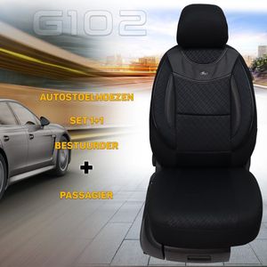 Autostoelhoezen voor Renault Clio 5 2019 in pasvorm, set van 2 stuks Bestuurder 1 + 1 passagierszijde G - Serie - G701 - Zwart