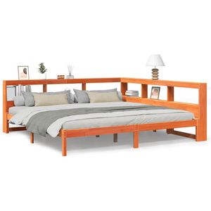 vidaXL - Bed - met - boekenkast - zonder - matras - grenenhout - wasbruin - 180x200 - cm
