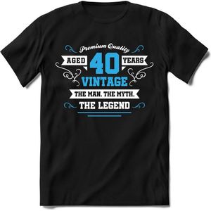 40 Jaar Legend - Feest kado T-Shirt Heren / Dames - Wit / Blauw - Perfect Verjaardag Cadeau Shirt - grappige Spreuken, Zinnen en Teksten. Maat S