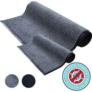 Virusreducerende Deurmatten Set 2 stuks Studio M - HYGIENE PRO - Droogloopmat binnen - 40x60 cm + 90X150 cm - Grijs - Voordeelpakket Deurmatten