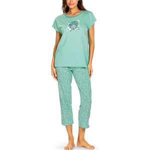 Comtessa - Dames Pyjama - 7/8 broek - Katoen - green tiger - Maat 48