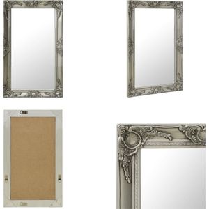 vidaXL Wandspiegel barok stijl 50x80 cm zilverkleurig - Wandspiegel - Wandspiegels - Spiegel - Badkamerspiegel