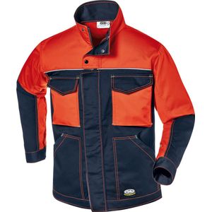 SIR SAFETY FUSION Korte Jas Heren, Blauw/Hi-Vis Oranje - 100% Fustian Katoen - Verborgen Rits- En Klittenbandsluiting - Hoge Kraag - Borstzakken Met Klep En Klittenband