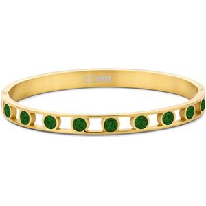 CO88 Collection 8CB-91094 Stalen Armband - Dames - Bangle - Zirkonia - 4 mm - Groen - 6 mm Breed - 60 x 50 mm - Staal - Goudkleurig