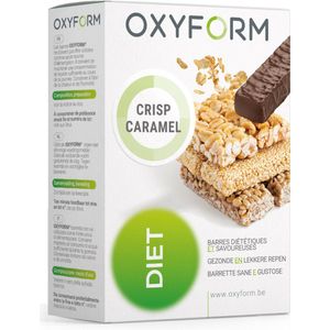 Oxyform Crisp Dieetrepen met karamelsmaak I 12 heerlijke snacks I Vetarm I Eiwitrijk I Dieetrepen I Reep Eiwit Spiertraining I Eiwitreep