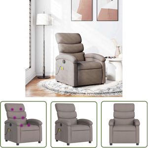 The Living Store Massagestoel verstelbaar stof taupe - Verstelbare Massagestoel - Massagestoel - Loungestoel - Relaxfauteuil - Fauteuils
