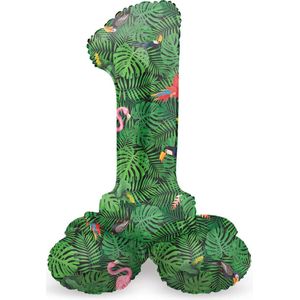 Folat - Staande folieballon Cijfer 1 Jungle Vibe - 72 cm