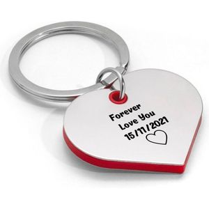 Akyol - forever love you sleutelhanger hartvorm - Valentijnsdag - gepersonaliseerd met datum - liefde - love - relatie -koppels - geschenk - jubileum