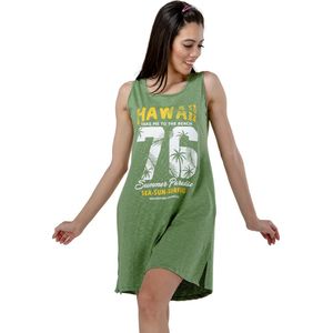 VANILLA - Hawaii dames nachthemd - Egyptisch katoen - PJ8610 - Groen - XS