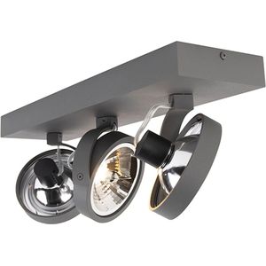QAZQA go - Design Plafondspot | Spotje | Opbouwspot - 3 lichts - L 45.4 cm - Grijs - Woonkamer | Slaapkamer | Keuken