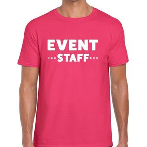Event staff tekst t-shirt fuchsia roze heren - evenementen crew / personeel shirt S