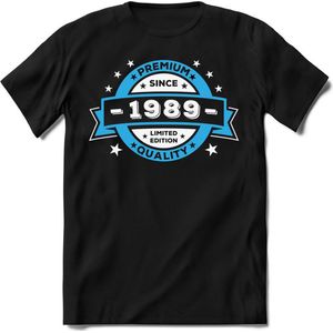 1989 Premium Quality | Feest Kado T-Shirt Heren - Dames | Blauw - Wit | Perfect Verjaardag Cadeau Shirt | Grappige Spreuken - Zinnen - Teksten | Maat XXL