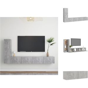 vidaXL Televisiemeubelset Betongrijs - Wandmontage - 30.5 x 30 x 110 cm - 100 x 30 x 30 cm - Kast