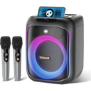 Draagbare Karaoke Machine met Draadloze Microfoons en RGB LED-verlichting voor Volwassenen en Kinderen