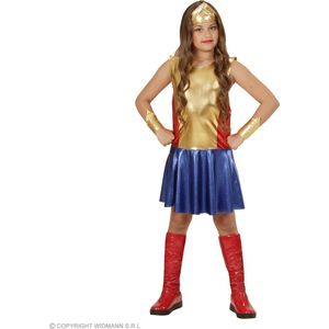 Widmann - Wonderwoman Kostuum - Wonder Girl Superheldin - Meisje - Blauw, Goud - Maat 116 - Carnavalskleding - Verkleedkleding