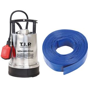 T.I.P. SaltOne 16000 I-PX DUO + Slang 20 m - Dompelpomp / Zoutwaterpomp - 16000l/u - 1500W - Met Vlotter - RVS