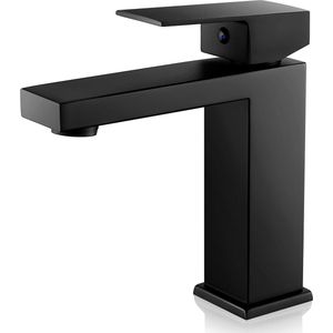 Boraboi® Klassieke Mat Zwarte Badkamerkraan met Hoogte van 164 mm en Verstelbare Watertemperatuur