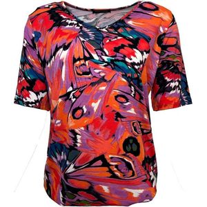 Pink Lady dames shirt - shirt dames - KM - roze/koraal print - N115 - maat XL