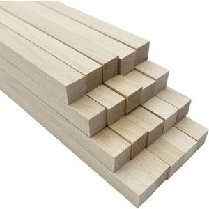 20 Pieces 1 cm x 1 cm x 30 cm Square Wooden Sticks - Ideal for DIY Art Models and Woodworking