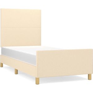 VidaXL Bedframe met Hoofdeinde Stof Crèmekleurig 90x200 cm