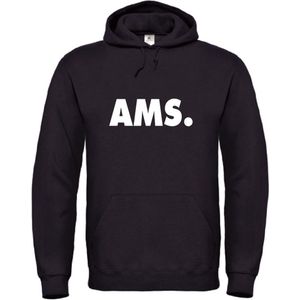 Hoodie zwart L - AMS - wit - soBAD. | Amsterdam | Unisex | Hoodie heren | Hoodie Dames