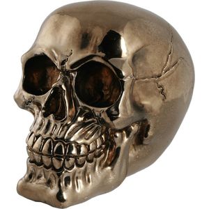 Out of the Blue Spaarpot van doodshoofd/Skull - polyresin - 15 cm - Gold Dark - Volwassenen