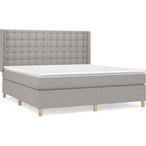 vidaXL Boxspring met matras stof lichtgrijs 160x200 cm
